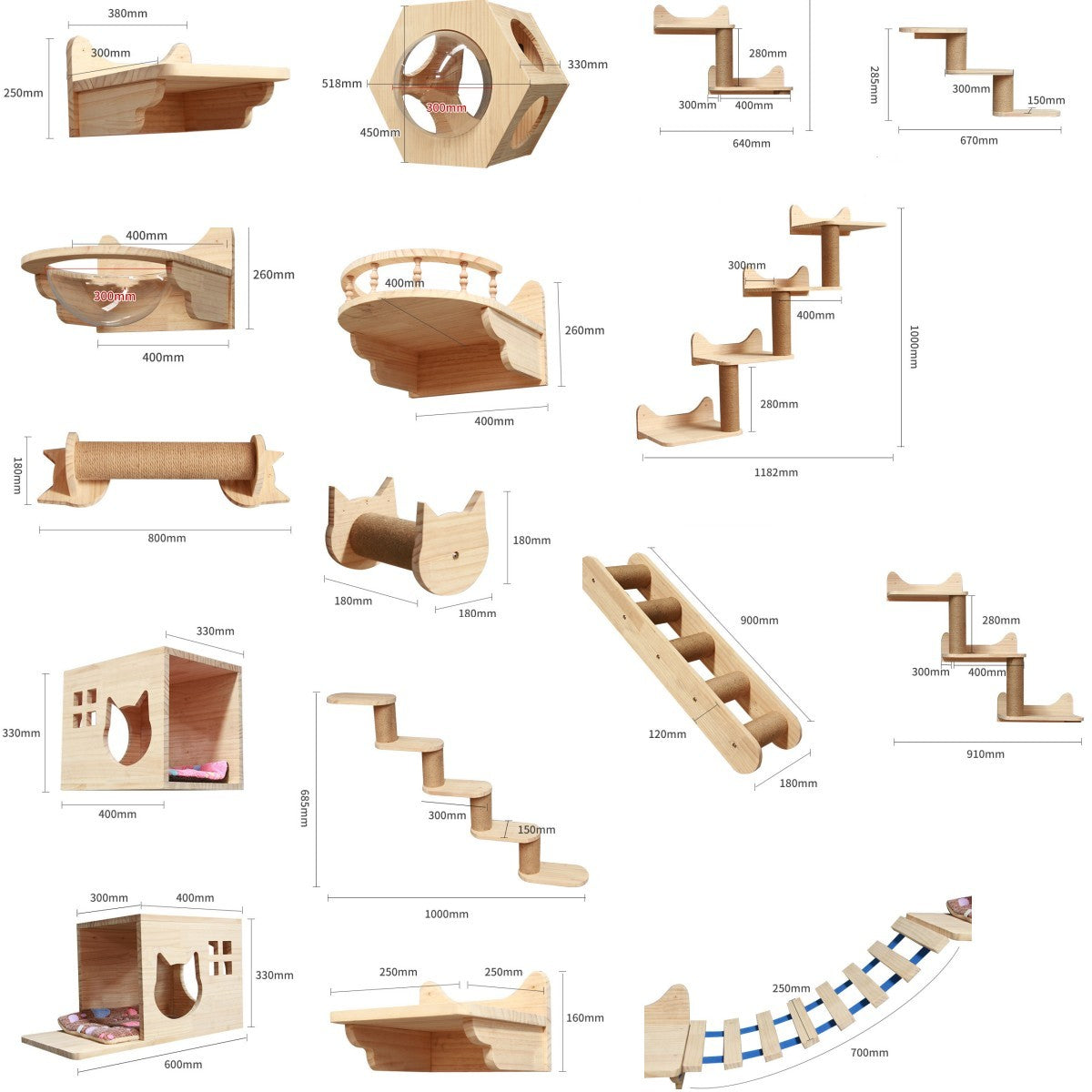 Wall-Mounted Cat Climbing Frame – Fun for Your Kitty