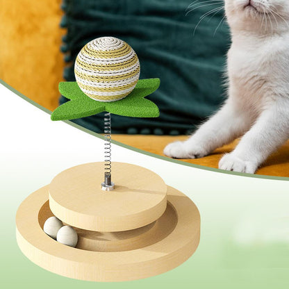 Fun Sisal Cat Toy with Spring Ball Track