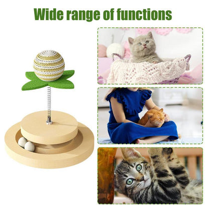 Fun Sisal Cat Toy with Spring Ball Track