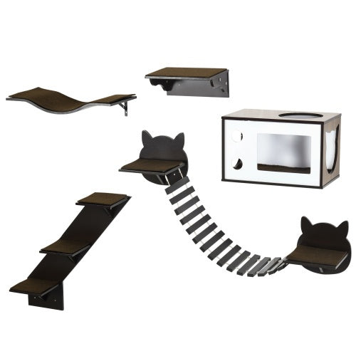 Cozy Wall-Mounted Cat Playground with House & Stairs