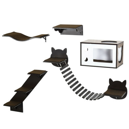 Cozy Wall-Mounted Cat Playground with House & Stairs