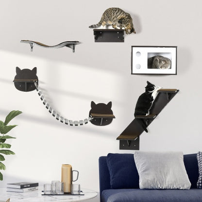 Cozy Wall-Mounted Cat Playground with House & Stairs