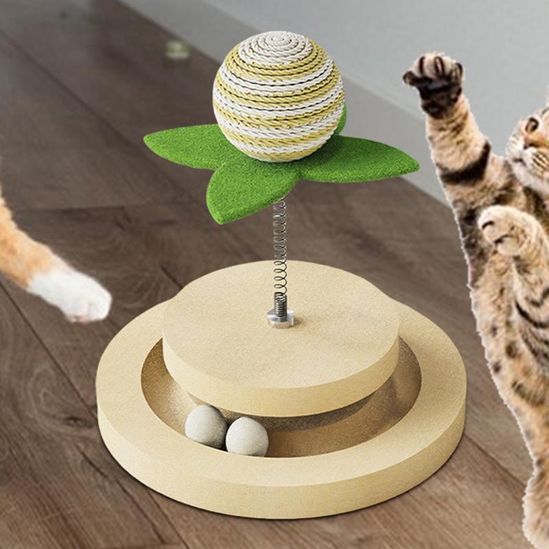 Fun Sisal Cat Toy with Spring Ball Track