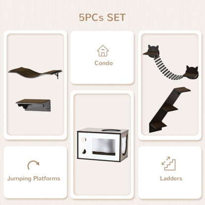Cozy Wall-Mounted Cat Playground with House & Stairs