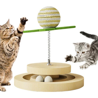 Fun Sisal Cat Toy with Spring Ball Track