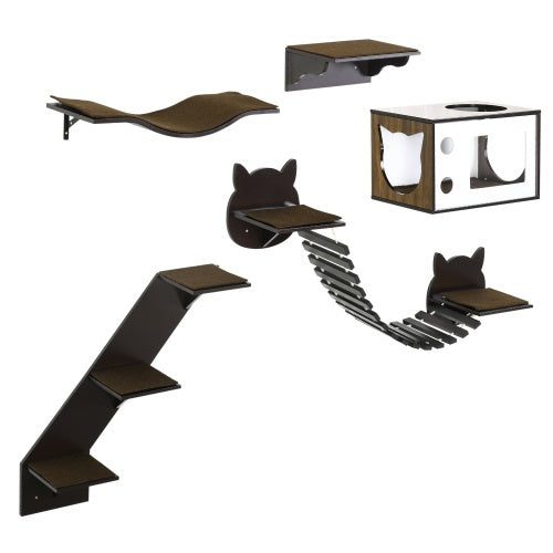 Cozy Wall-Mounted Cat Playground with House & Stairs