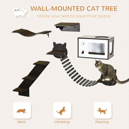 Cozy Wall-Mounted Cat Playground with House & Stairs