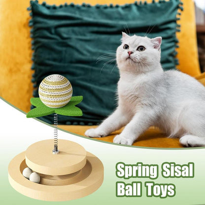 Fun Sisal Cat Toy with Spring Ball Track