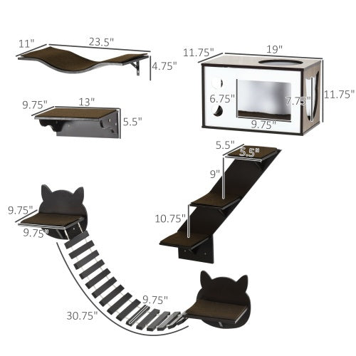 Cozy Wall-Mounted Cat Playground with House & Stairs