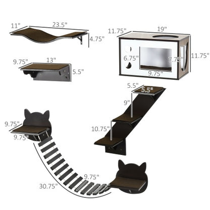 Cozy Wall-Mounted Cat Playground with House & Stairs