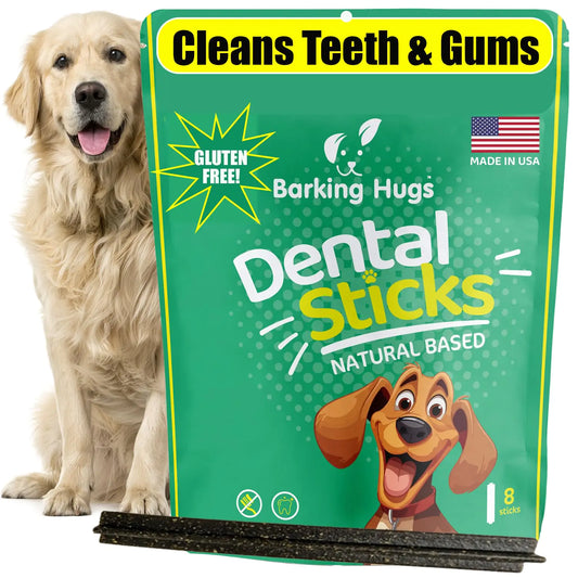 BARKING HUGS Dental Sticks - All Natural Dog Treats for Fresh Breath & Clean Teeth with Peppermint Oil - Helps to Prevent Plaque and Tarter - No Grain or Fillers